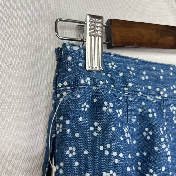 NEW Free People Blue & White Dot & Floral Printed Wide Leg High Rise Jean Pants - Picture 5 of 7